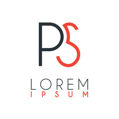 The logo between the letter P and letter S or PS with a certain distance and connected by orange and gray color