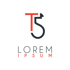 The logo between the letter T and letter S or TS with a certain distance and connected by orange and gray color