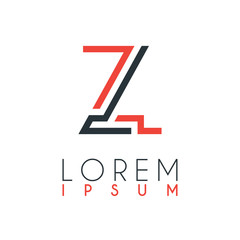 The logo between the letter Z and letter L or ZL with a certain distance and connected by orange and gray color