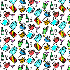 Colorful pattern background of variety drink icon on white background