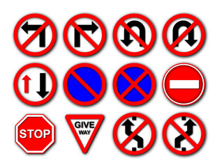 Collection group of regulatory signs icon for paper cut style on white background