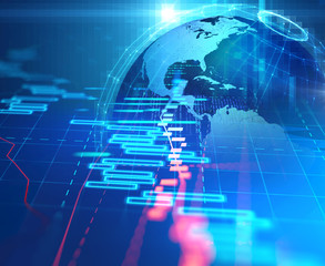 technical financial graph on technology abstract background