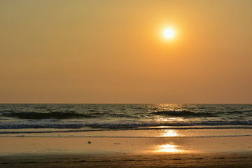 Beautiful sunset on Arambol beach in North Goa.India    