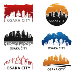 Obraz premium Szablon Logo krajobraz panoramę miasta Osaka