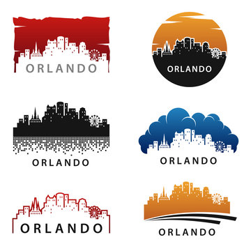 Orlando City Skyline Landscape Logo Template