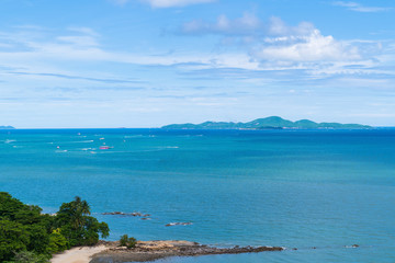 Landscape on blue sky background.
