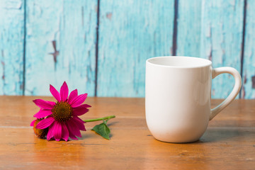 Coffee cup with a flower
