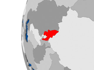 Map of Kyrgyzstan on political globe
