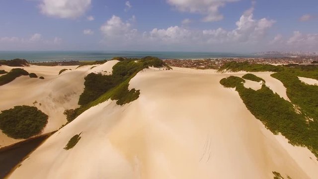 Aerial view of dune buggy car. Dunas móveis de Genipabu -  Natal, RN / Brazil
