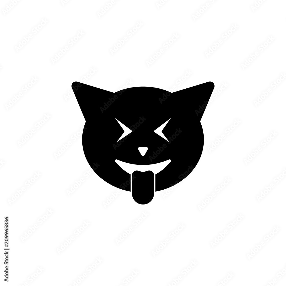 Poster laughter with the tongue cat icon. element of emotions icon for mobile concept and web apps. detaile