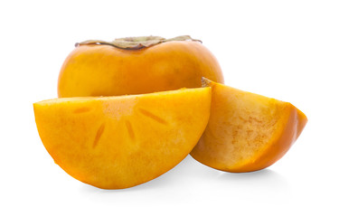 fresh ripe persimmons isolated on white background