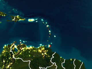 Map of Caribbean at night