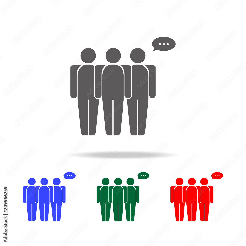 Poster people with a communication bubble icon. elements of conversation in multi colored icons. premium qu