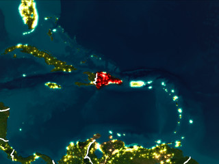 Map of Dominican Republic at night