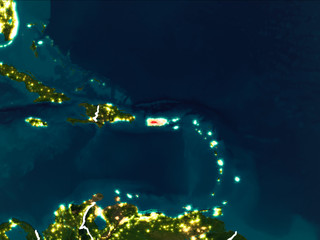 Map of Puerto Rico at night