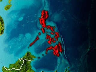 Map of Philippines on Earth