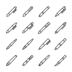 Pen line icon set