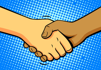 comics shake hands, vector