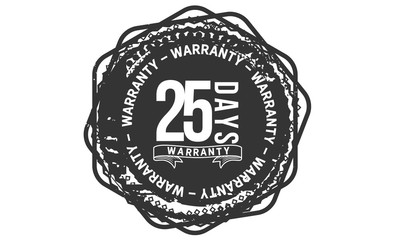 25 days warranty icon vintage rubber stamp guarantee