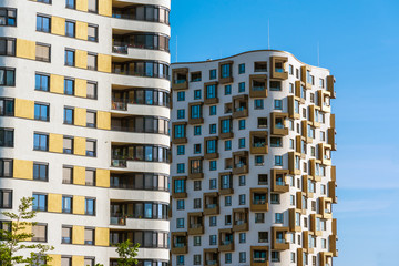 Detail of some high-rise residential buildings seen in Munich, Germany