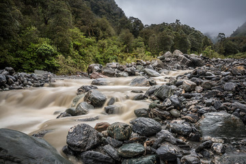 Waterfall at Fox Glacier, South Island, New Zealand