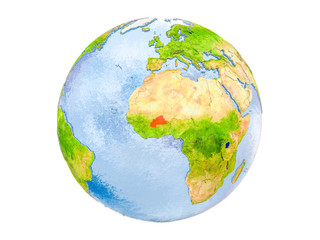 Burkina Faso on globe isolated