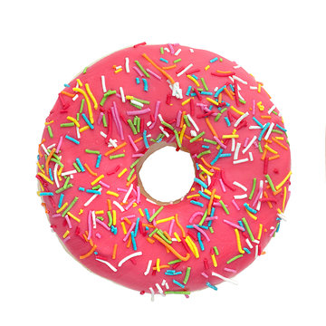 Donut with colorful sprinkles isolated