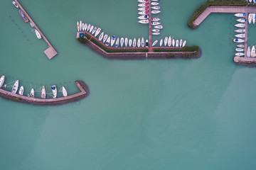 White sailing boats in Lake Balaton