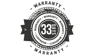 33 days warranty icon vintage rubber stamp guarantee