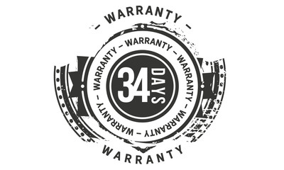 34 days warranty icon vintage rubber stamp guarantee