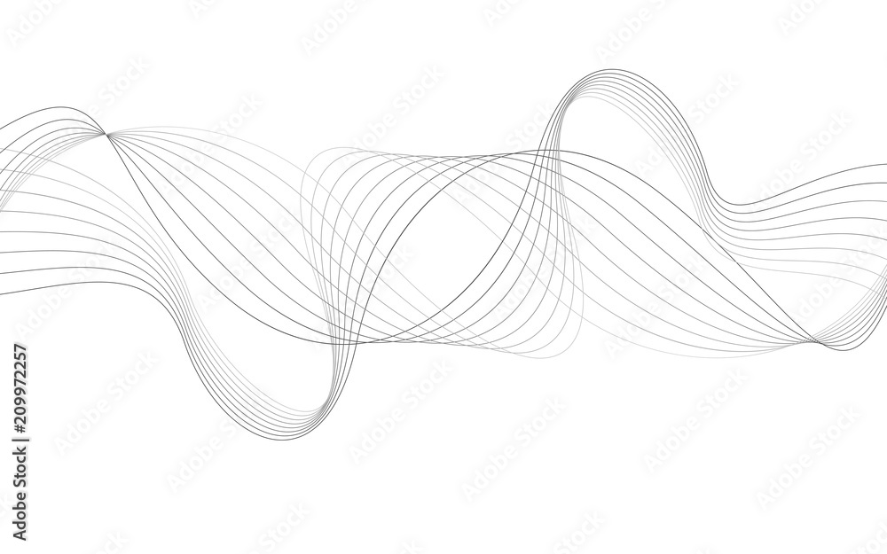 Poster curvy abstract line wave graphic gray background