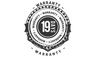 Fototapeta na wymiar 19 days warranty icon vintage rubber stamp guarantee
