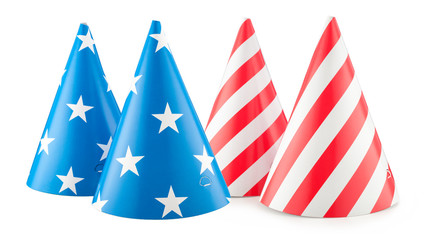 4th of July brithday USA party hat isolated.