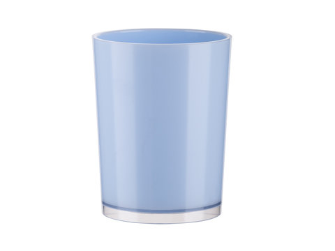 Blue plastic cup isolated on white background