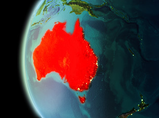 Evening view of Australia on Earth
