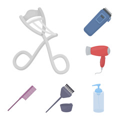 Hairdresser and tools cartoon icons in set collection for design.Profession hairdresser vector symbol stock web illustration.