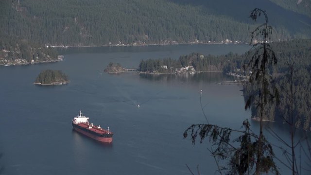 Burrard Oil Tanker, Burrard Inlet, Vancouver 4K UHD. Oil tanker in Burrard Inlet. Vancouver, British Columbia, Canada.
