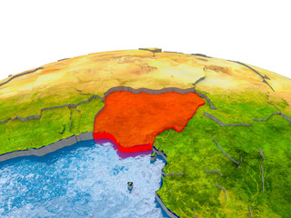 Nigeria on model of Earth