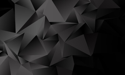 Black, gray polygon background. Vector imitation of the 3D illustration. Pattern with triangles of different scale. 
