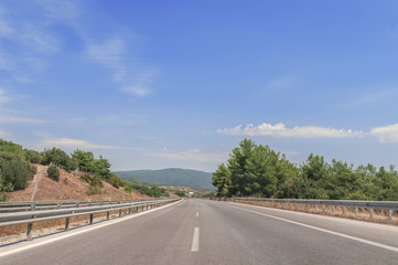 Highway road traffic street jurney with blue sky
