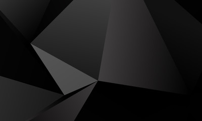 Obraz premium Black, gray polygon background. Vector imitation of the 3D illustration. Pattern with triangles of different scale. 