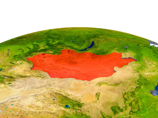 Mongolia on model of Earth