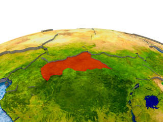 Central Africa on model of Earth