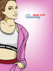 Stylish fashion models. Pretty young girls. Fashion girls Sketch