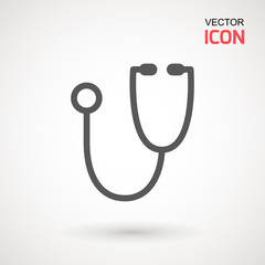 Stethoscope icon in trendy flat style isolated on background. Stethoscope Icon - Medical Health Care Symbol Glyph Vector illustration . Page symbol for your web site design logo, app, UI