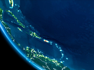 Orbit view of Puerto Rico at night