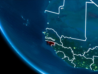 Orbit view of Guinea-Bissau at night