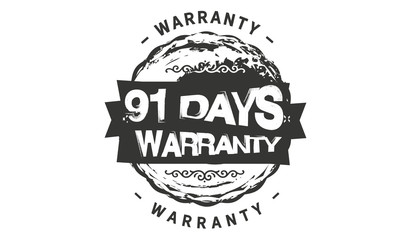 91 days warranty icon vintage rubber stamp guarantee