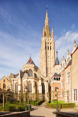 Fototapeta na wymiar Church of Our Lady, Onze Lieve Vrouw Brugge, Belgium.