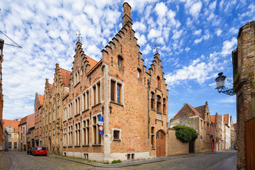 Traditional medieval architecture in the old town of Bruges (Brugge), Belgium